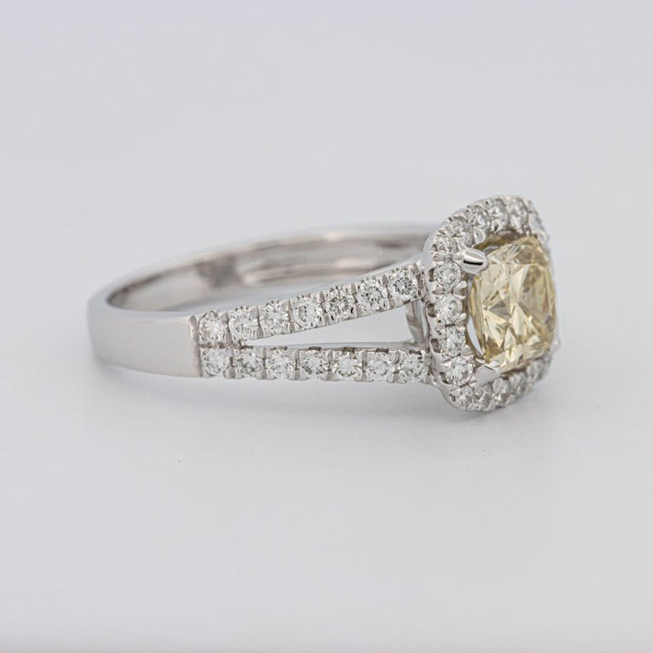 1.20 CT Fancy Yellow Brownish Intense Cushion Halo Solitaire - ZIZOV DIAMONDS