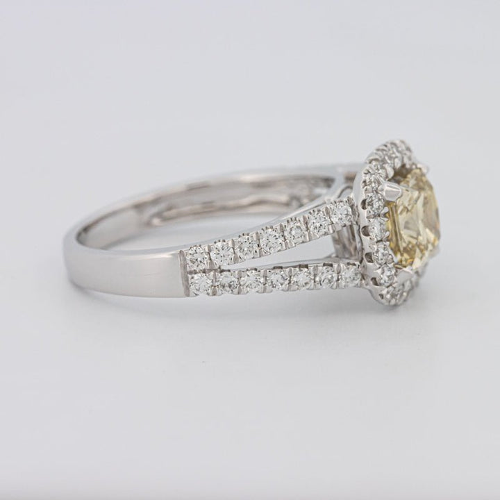 1.20 CT Fancy Yellow Brownish Intense Cushion Halo Solitaire - ZIZOV DIAMONDS