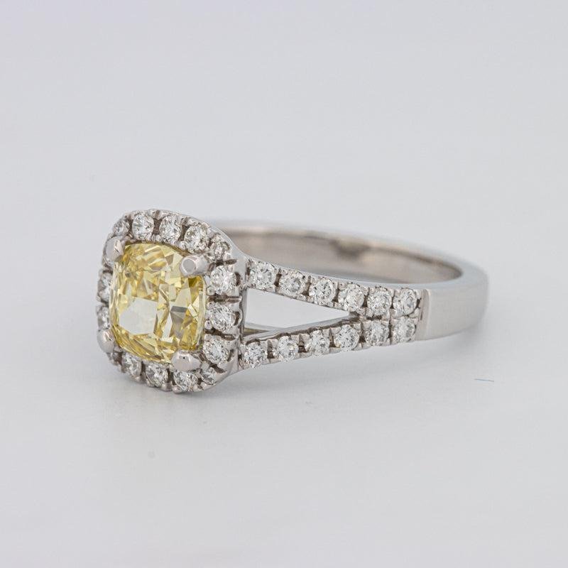 1.29 CT Fancy Yellow Intense Cushion Halo Solitaire - ZIZOV DIAMONDS