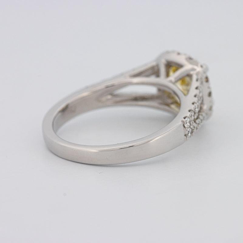 1.29 CT Fancy Yellow Intense Cushion Halo Solitaire - ZIZOV DIAMONDS