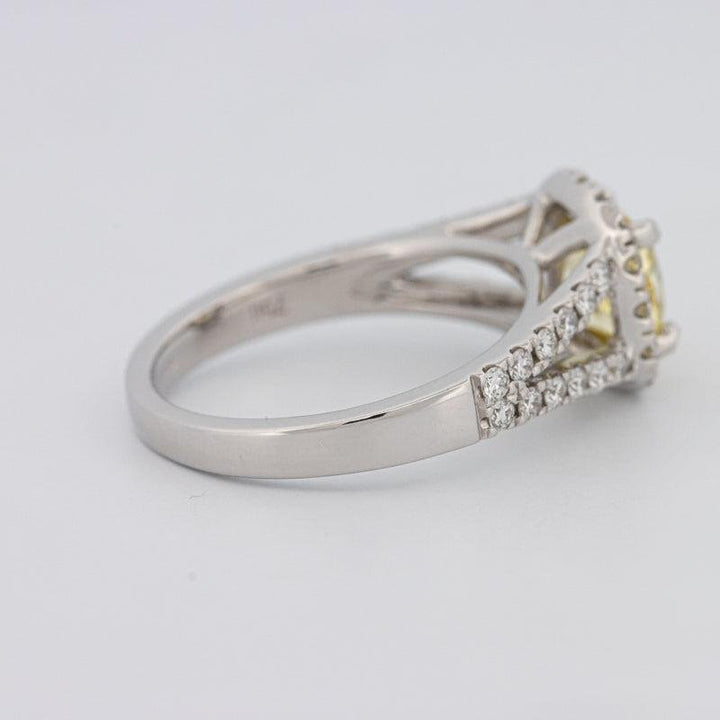 1.29 CT Fancy Yellow Intense Cushion Halo Solitaire - ZIZOV DIAMONDS