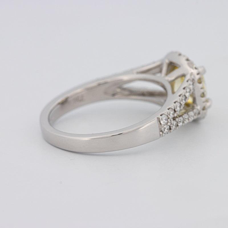 1.29 CT Fancy Yellow Intense Cushion Halo Solitaire - ZIZOV DIAMONDS