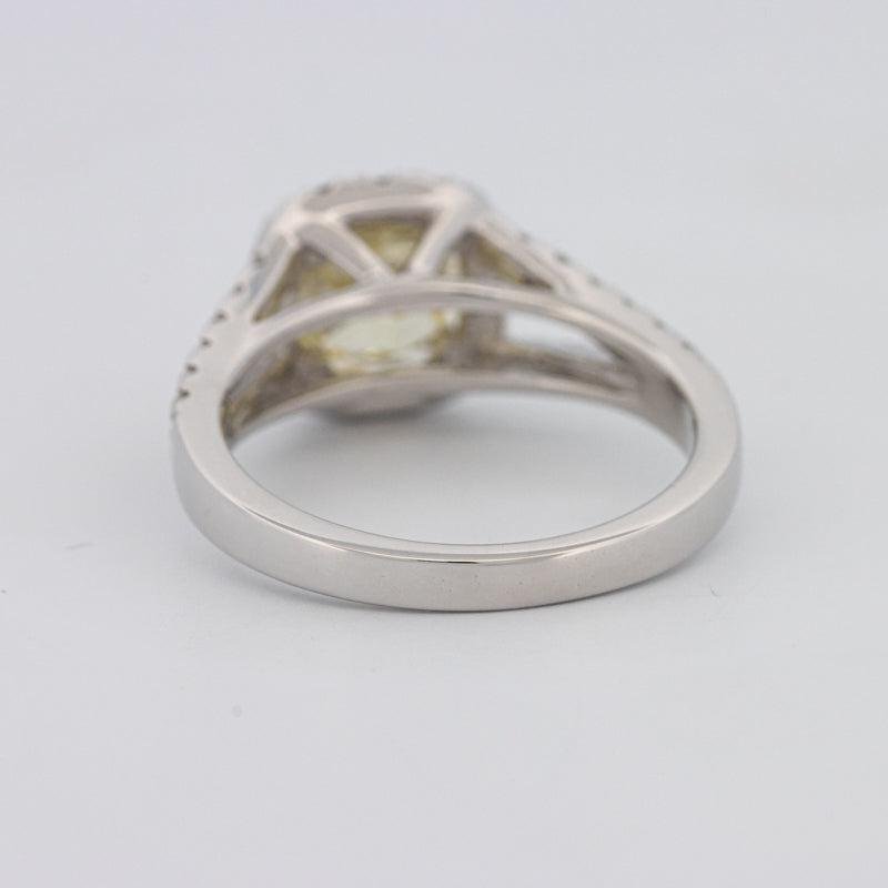 1.29 CT Fancy Yellow Intense Cushion Halo Solitaire - ZIZOV DIAMONDS