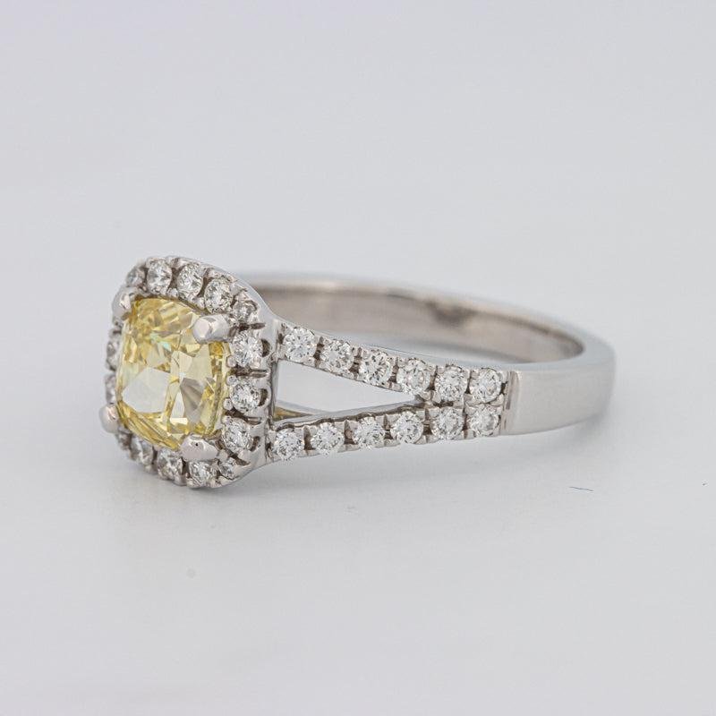 1.29 CT Fancy Yellow Intense Cushion Halo Solitaire - ZIZOV DIAMONDS
