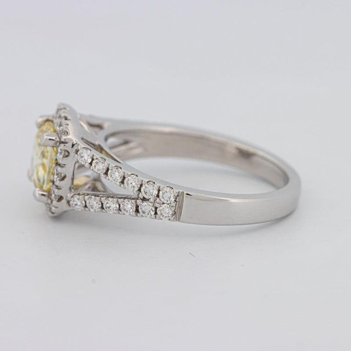 1.29 CT Fancy Yellow Intense Cushion Halo Solitaire - ZIZOV DIAMONDS
