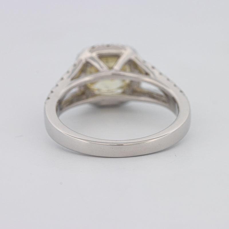 1.29 CT Fancy Yellow Intense Cushion Halo Solitaire - ZIZOV DIAMONDS