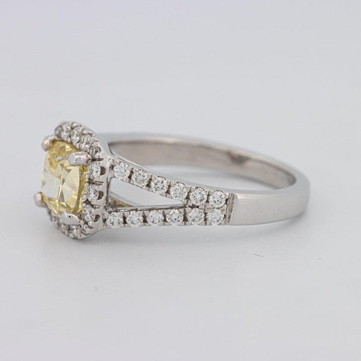 1.29 CT Fancy Yellow Intense Cushion Halo Solitaire - ZIZOV DIAMONDS