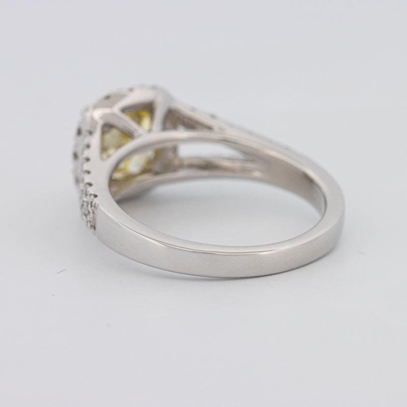 1.29 CT Fancy Yellow Intense Cushion Halo Solitaire - ZIZOV DIAMONDS