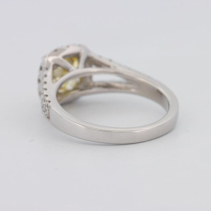 1.29 CT Fancy Yellow Intense Cushion Halo Solitaire - ZIZOV DIAMONDS