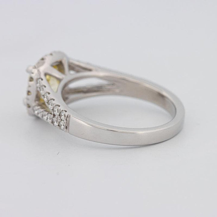 1.29 CT Fancy Yellow Intense Cushion Halo Solitaire - ZIZOV DIAMONDS