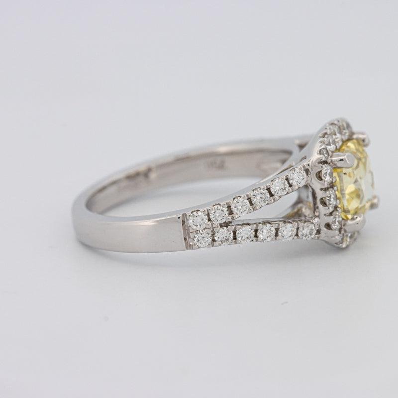 1.29 CT Fancy Yellow Intense Cushion Halo Solitaire - ZIZOV DIAMONDS