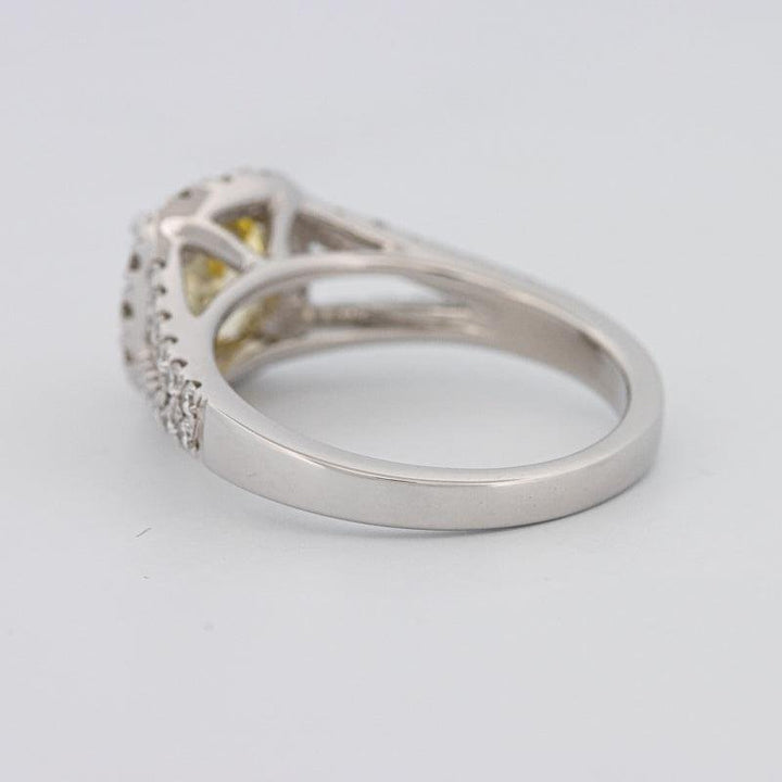 1.29 CT Fancy Yellow Intense Cushion Halo Solitaire - ZIZOV DIAMONDS