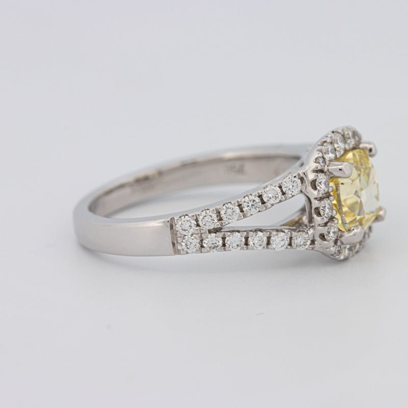1.29 CT Fancy Yellow Intense Cushion Halo Solitaire - ZIZOV DIAMONDS