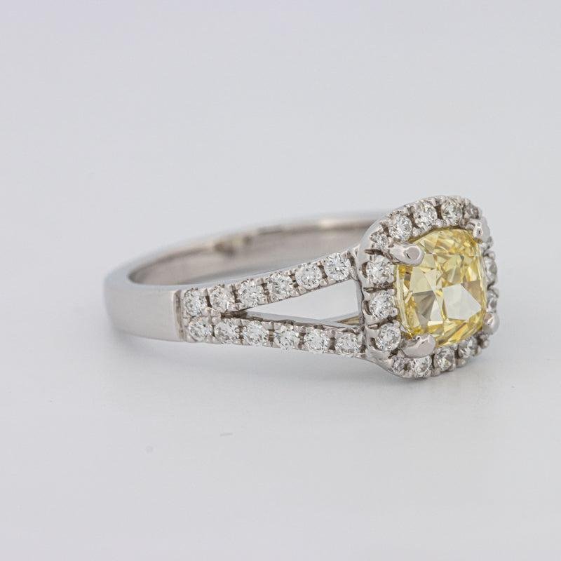 1.29 CT Fancy Yellow Intense Cushion Halo Solitaire - ZIZOV DIAMONDS