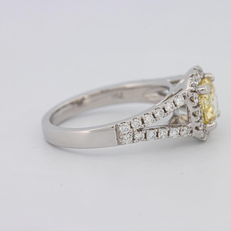 1.29 CT Fancy Yellow Intense Cushion Halo Solitaire - ZIZOV DIAMONDS