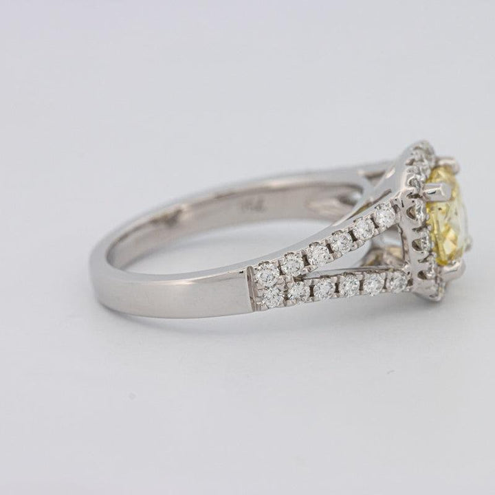 1.29 CT Fancy Yellow Intense Cushion Halo Solitaire - ZIZOV DIAMONDS