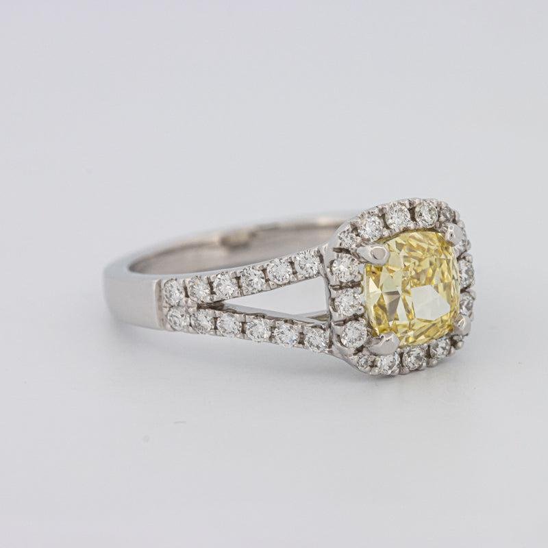 1.29 CT Fancy Yellow Intense Cushion Halo Solitaire - ZIZOV DIAMONDS