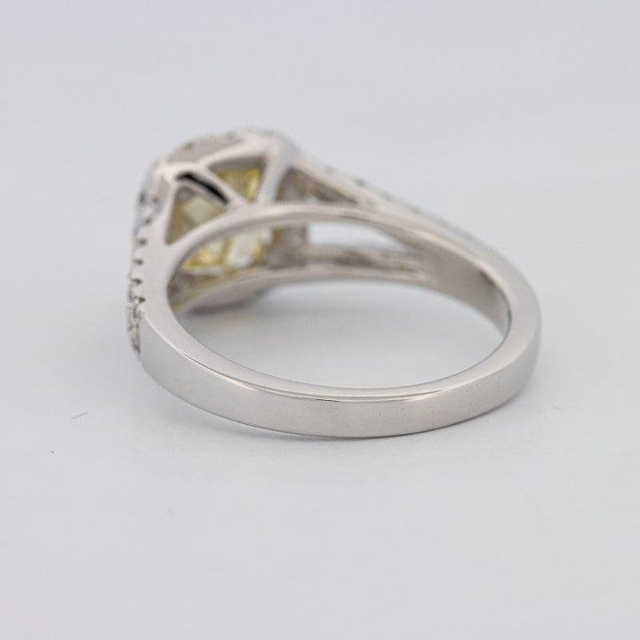 1.29 CT Fancy Yellow Intense Cushion Halo Solitaire - ZIZOV DIAMONDS