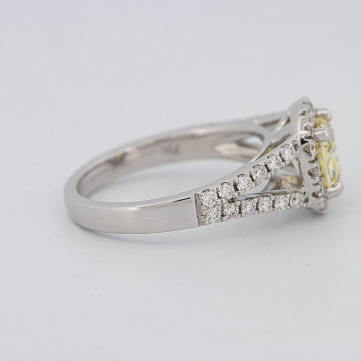 1.29 CT Fancy Yellow Intense Cushion Halo Solitaire - ZIZOV DIAMONDS