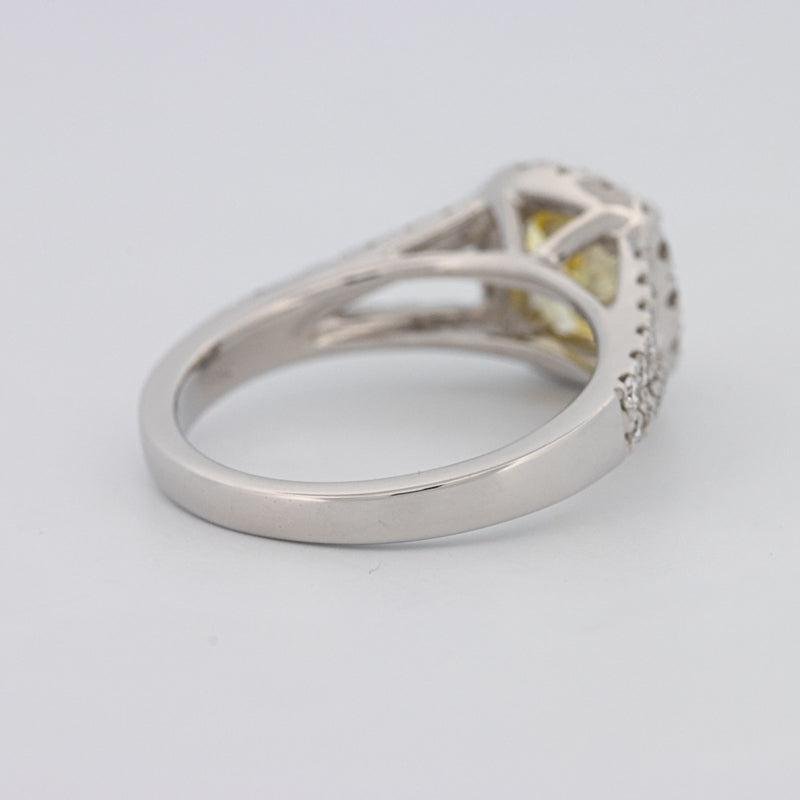 1.29 CT Fancy Yellow Intense Cushion Halo Solitaire - ZIZOV DIAMONDS