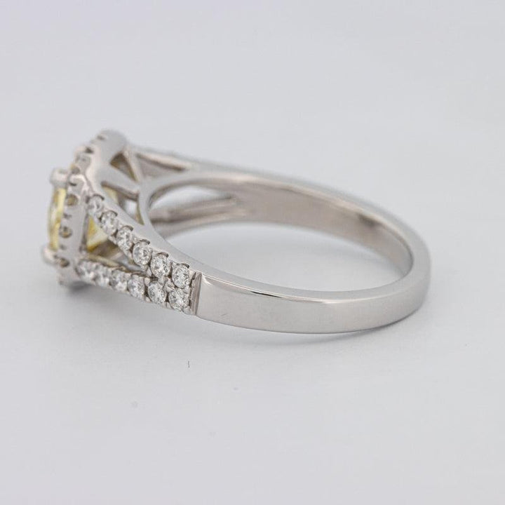 1.29 CT Fancy Yellow Intense Cushion Halo Solitaire - ZIZOV DIAMONDS