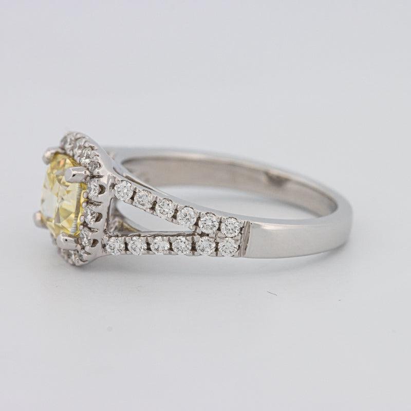 1.29 CT Fancy Yellow Intense Cushion Halo Solitaire - ZIZOV DIAMONDS