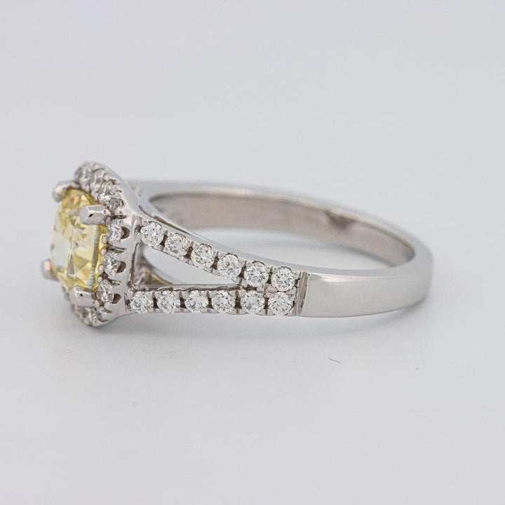 1.29 CT Fancy Yellow Intense Cushion Halo Solitaire - ZIZOV DIAMONDS