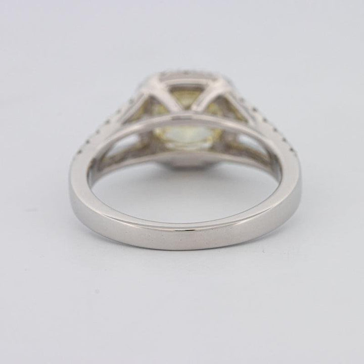 1.29 CT Fancy Yellow Intense Cushion Halo Solitaire - ZIZOV DIAMONDS