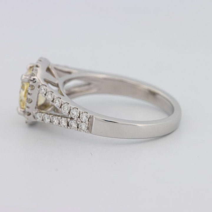 1.29 CT Fancy Yellow Intense Cushion Halo Solitaire - ZIZOV DIAMONDS