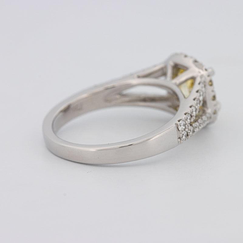 1.29 CT Fancy Yellow Intense Cushion Halo Solitaire - ZIZOV DIAMONDS