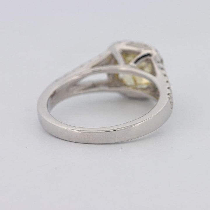 1.29 CT Fancy Yellow Intense Cushion Halo Solitaire - ZIZOV DIAMONDS