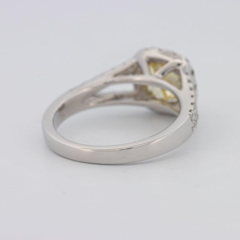 1.29 CT Fancy Yellow Intense Cushion Halo Solitaire - ZIZOV DIAMONDS