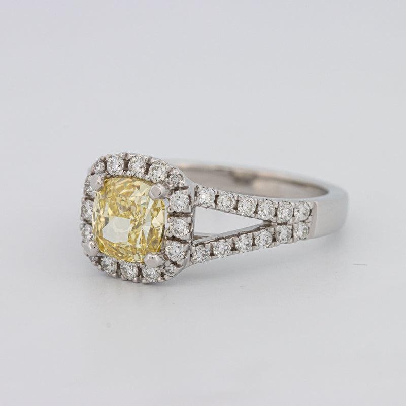 1.29 CT Fancy Yellow Intense Cushion Halo Solitaire - ZIZOV DIAMONDS