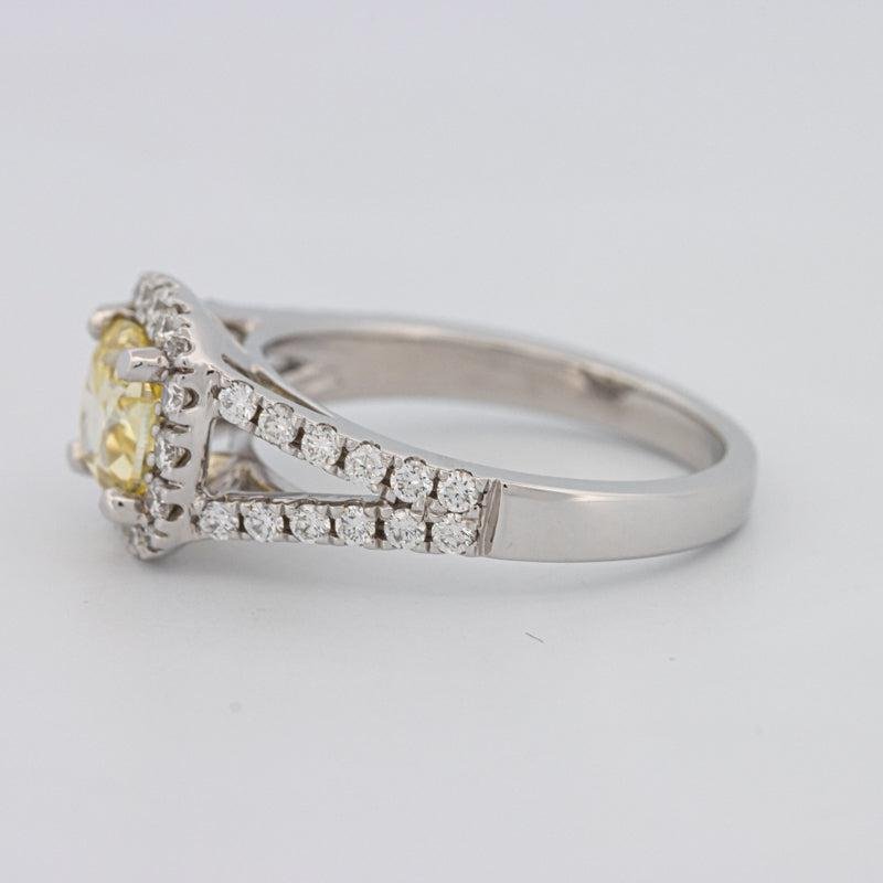 1.29 CT Fancy Yellow Intense Cushion Halo Solitaire - ZIZOV DIAMONDS