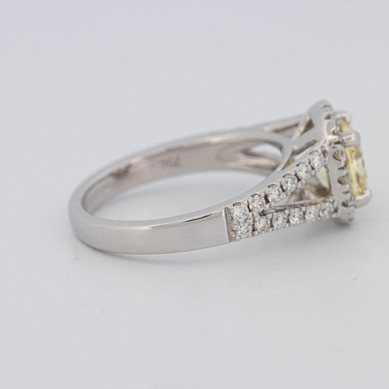 1.29 CT Fancy Yellow Intense Cushion Halo Solitaire - ZIZOV DIAMONDS