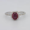 1.30 CT Oval Red Ruby Halo Ring - ZIZOV DIAMONDS