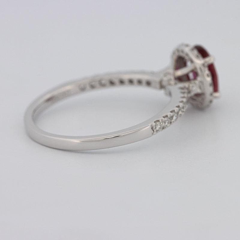 1.30 CT Oval Red Ruby Halo Ring - ZIZOV DIAMONDS