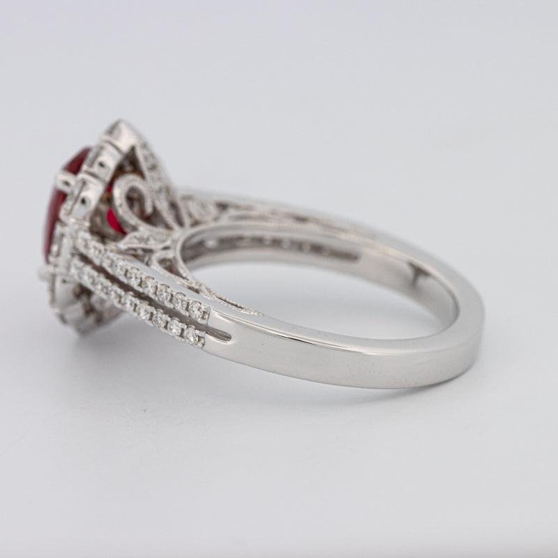 1.30 CT Oval Red Ruby Halo Ring - ZIZOV DIAMONDS