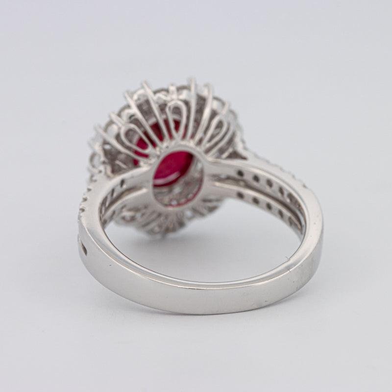1.30 CT Oval Red Ruby Halo Ring - ZIZOV DIAMONDS