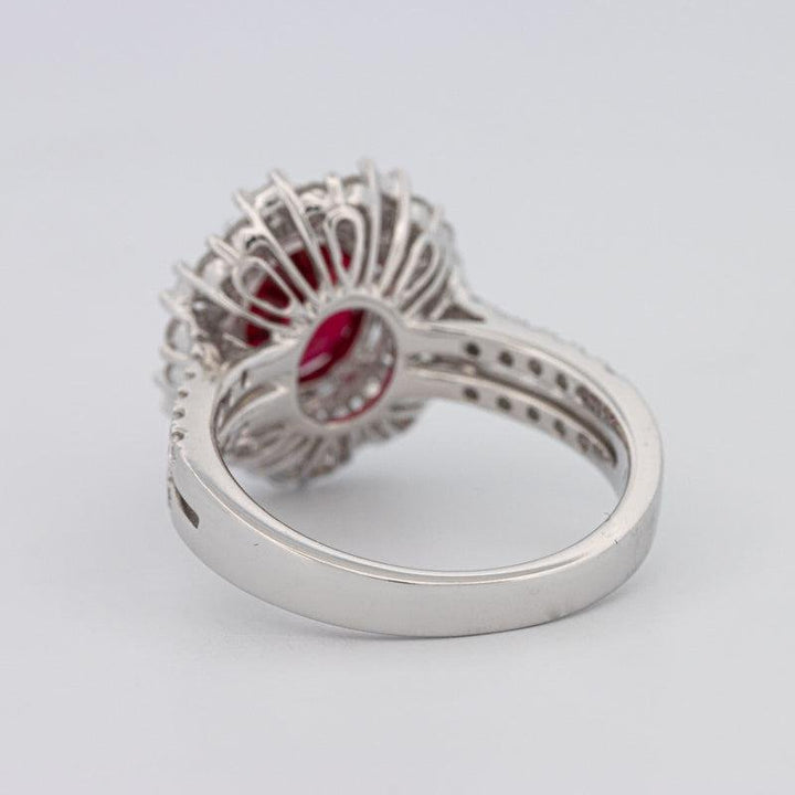 1.30 CT Oval Red Ruby Halo Ring - ZIZOV DIAMONDS