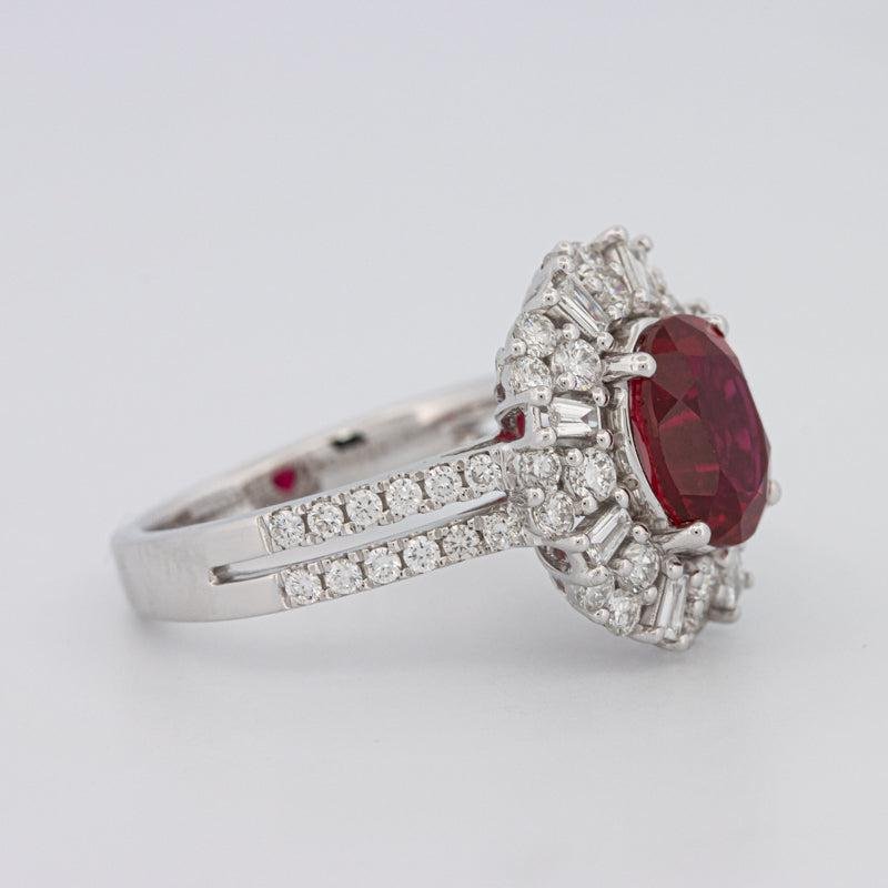 1.30 CT Oval Red Ruby Halo Ring - ZIZOV DIAMONDS