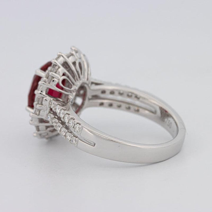 1.30 CT Oval Red Ruby Halo Ring - ZIZOV DIAMONDS