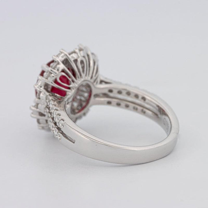 1.30 CT Oval Red Ruby Halo Ring - ZIZOV DIAMONDS