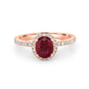 1.30 CT Oval Red Ruby Halo Ring - ZIZOV DIAMONDS