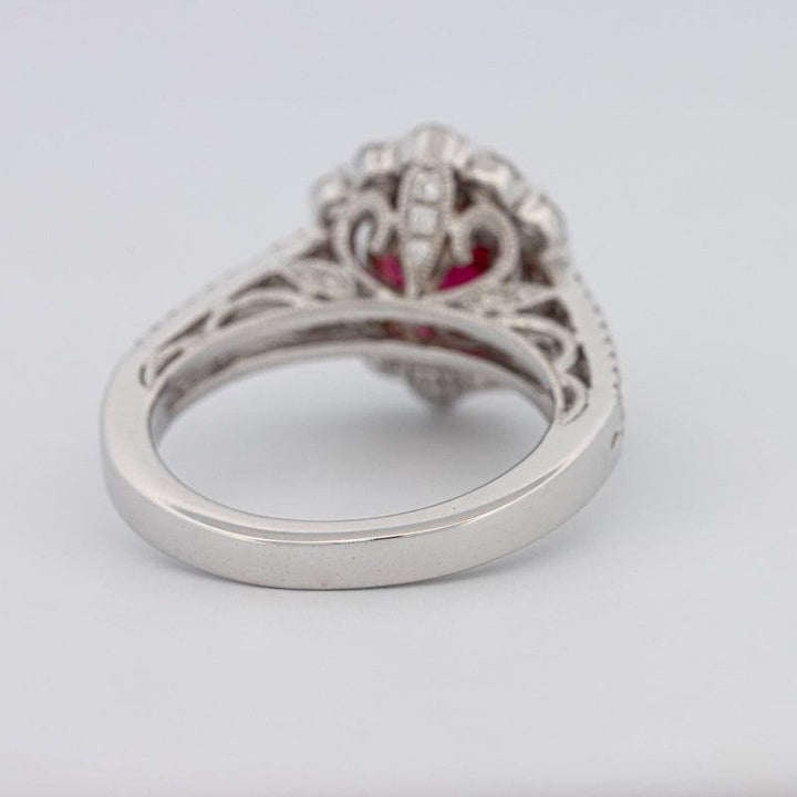 1.30 CT Oval Red Ruby Halo Ring - ZIZOV DIAMONDS