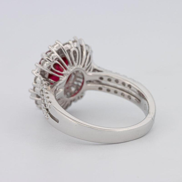 1.30 CT Oval Red Ruby Halo Ring - ZIZOV DIAMONDS