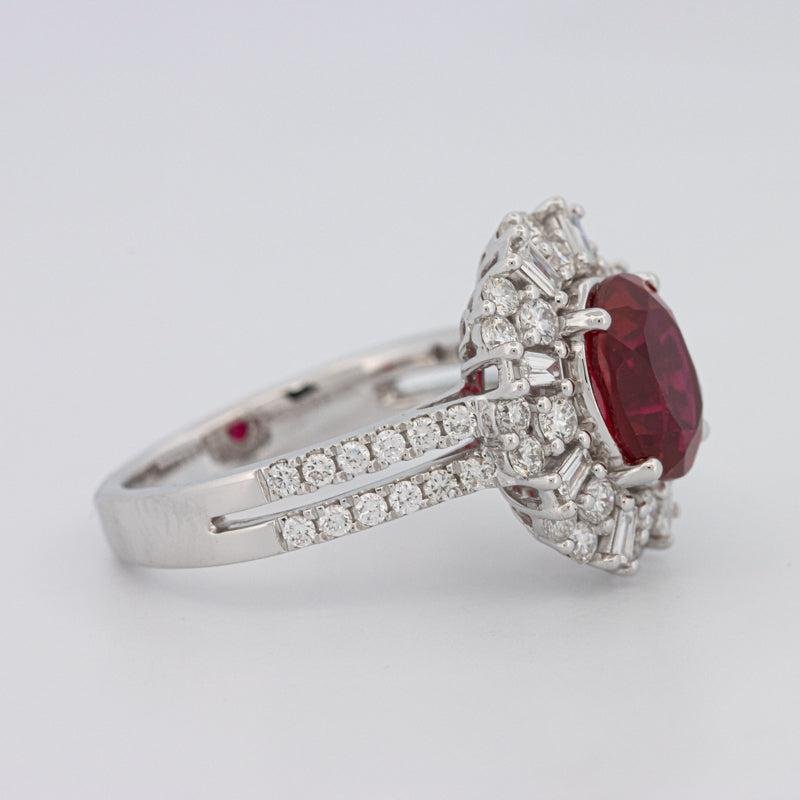 1.30 CT Oval Red Ruby Halo Ring - ZIZOV DIAMONDS