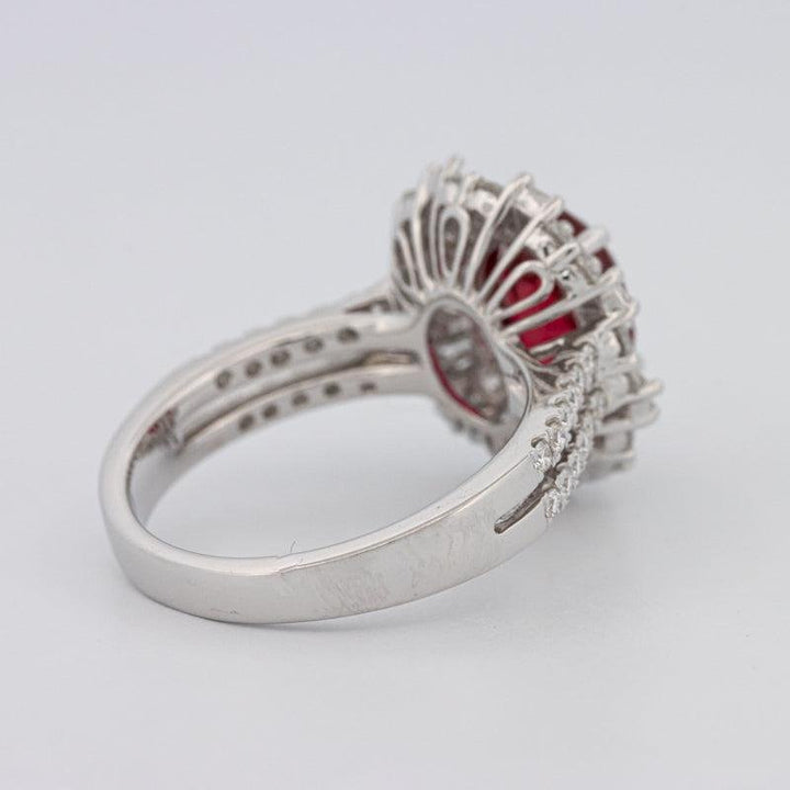 1.30 CT Oval Red Ruby Halo Ring - ZIZOV DIAMONDS