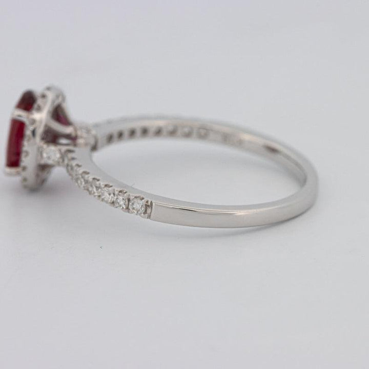 1.30 CT Oval Red Ruby Halo Ring - ZIZOV DIAMONDS