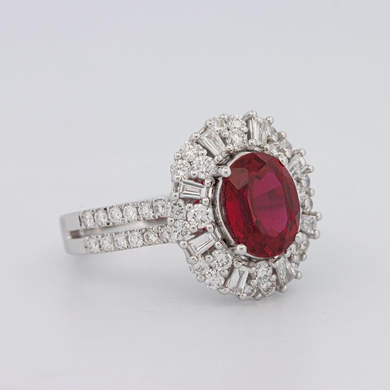 1.30 CT Oval Red Ruby Halo Ring - ZIZOV DIAMONDS